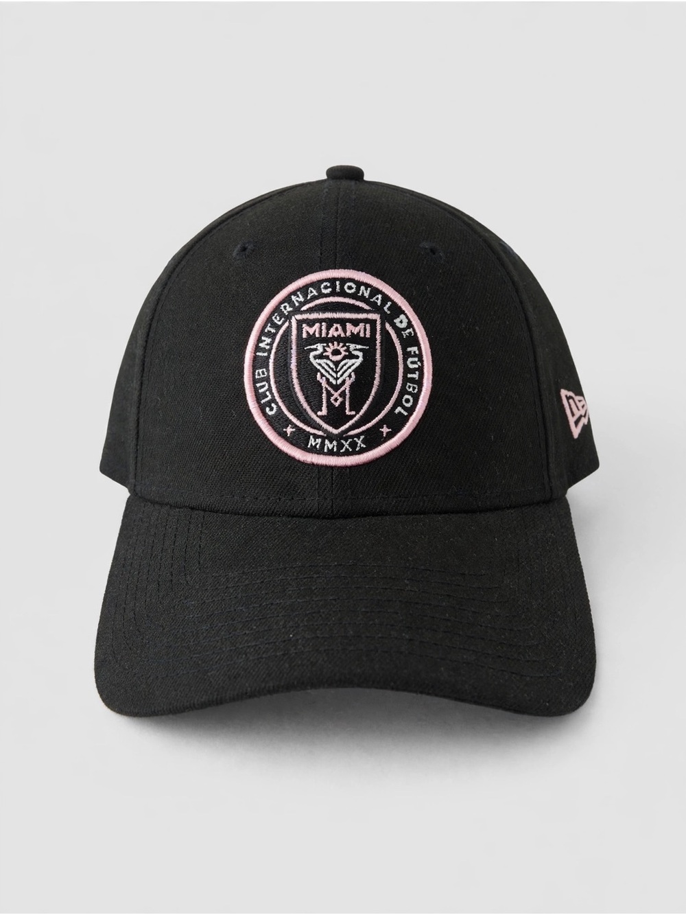 New Era Black and Pink Inter Miami Embroidered Crest Cap